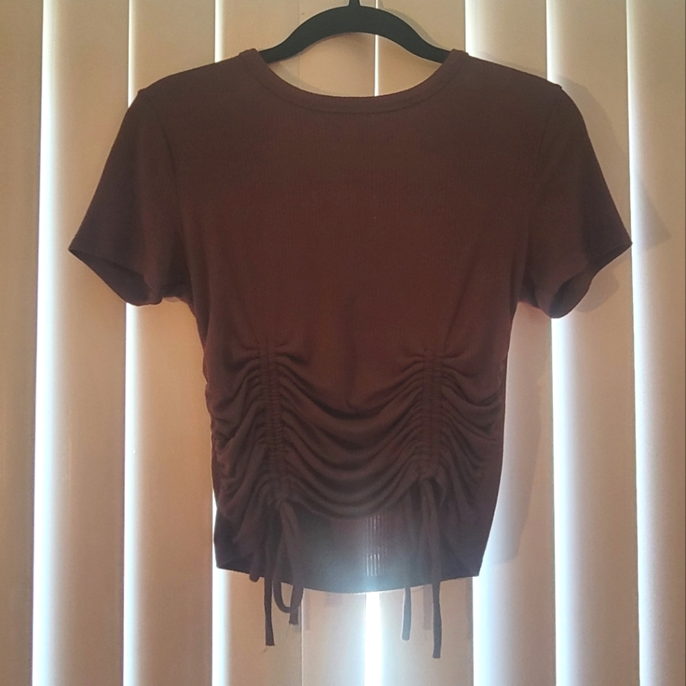 Brown Rutched Crop Top